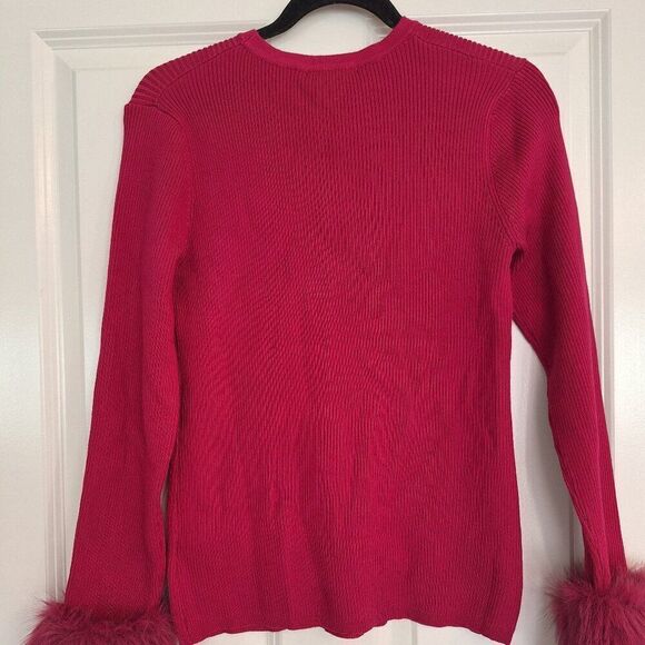 Adrienne Landau Wine Pink  Color with Faux Fur Top size M - Picture 3 of 6